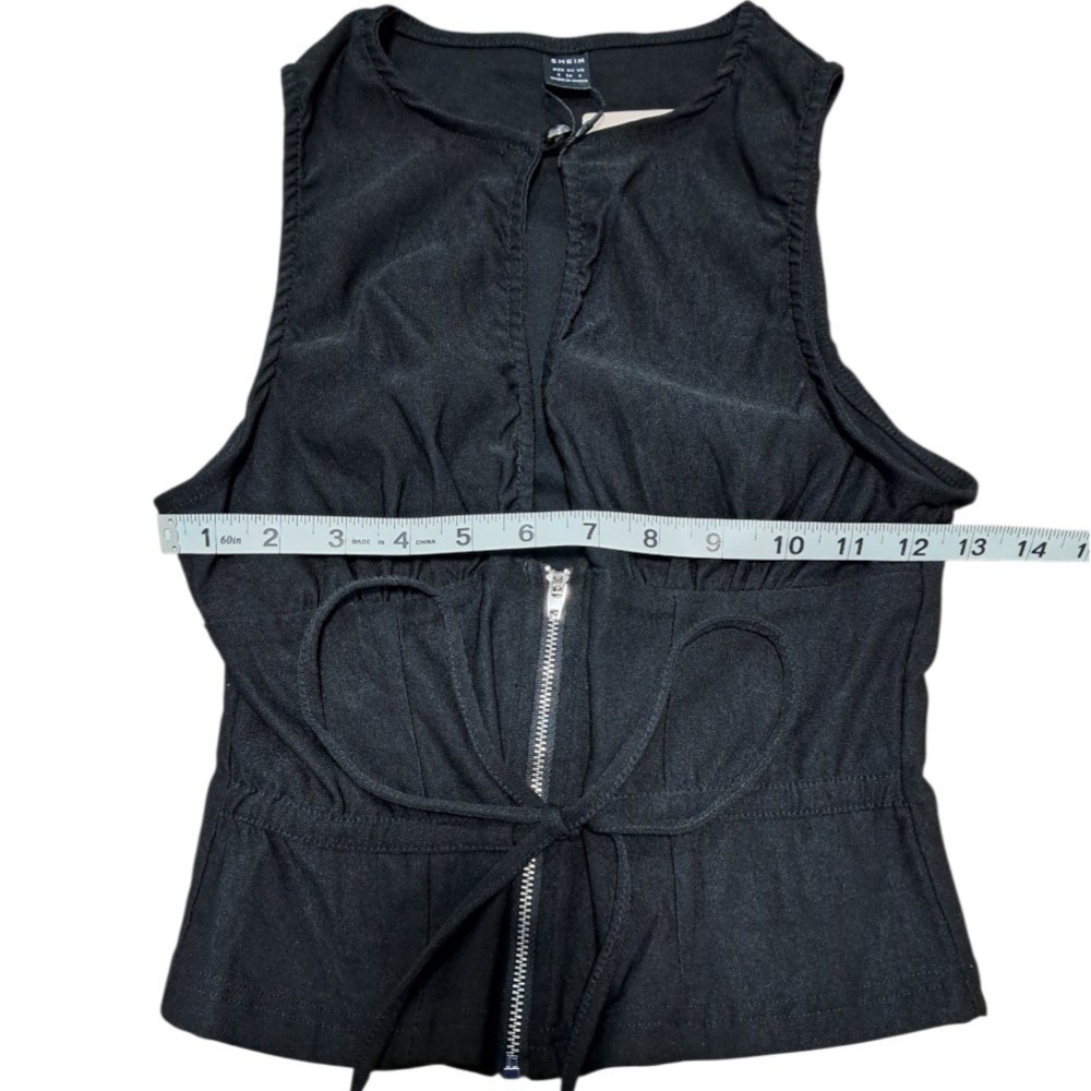 SHEIN Black Sleeveless Zipper Front Corset Style Top Women's Size Small - Picture 2 of 7